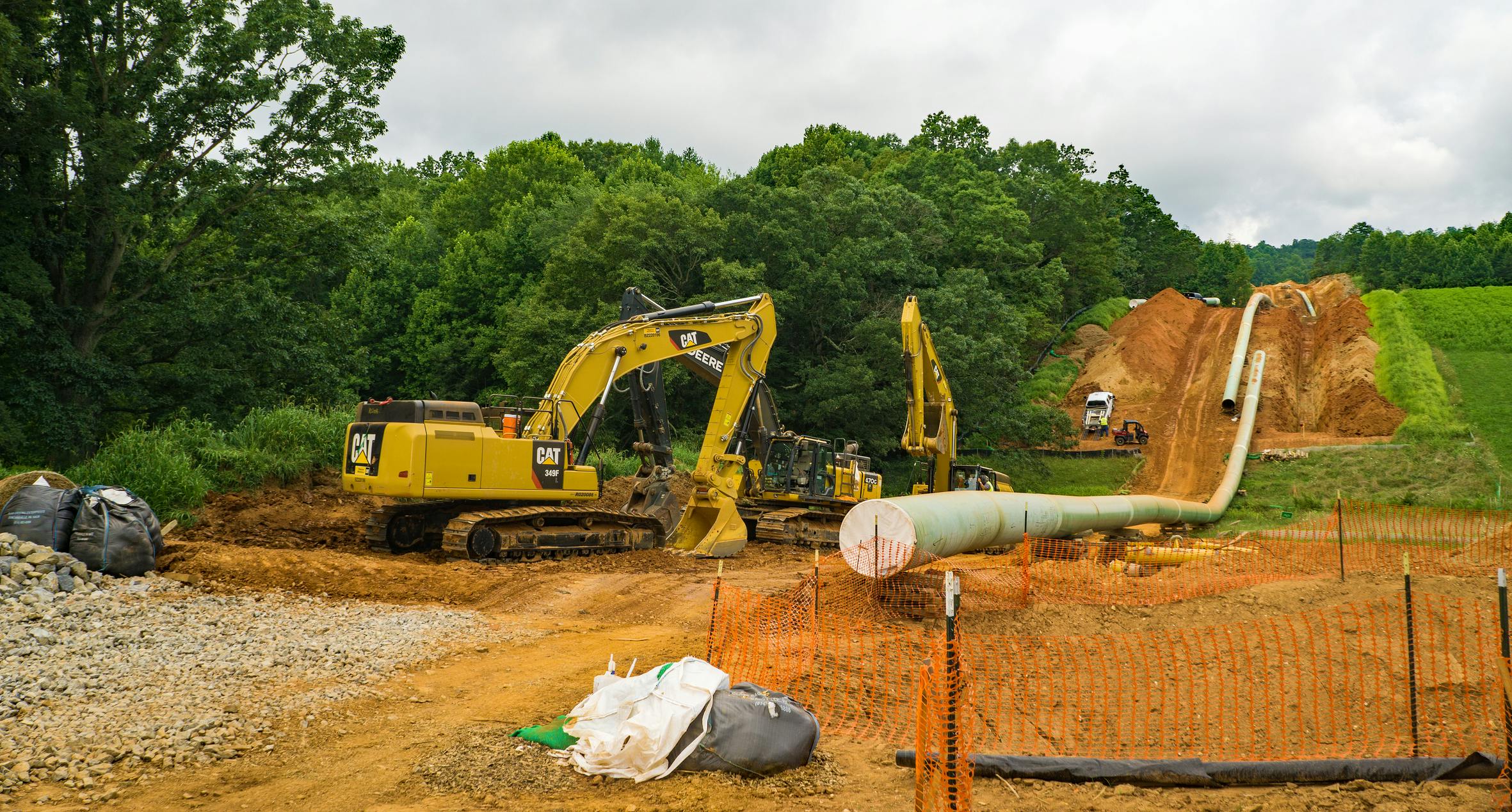 Mountain Valley Pipeline laying pipe through Franklin County, Va., July 21, 2018.