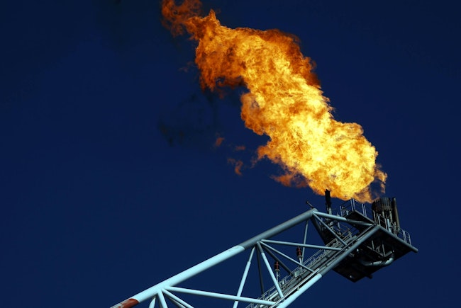 Offshore natural gas flaring