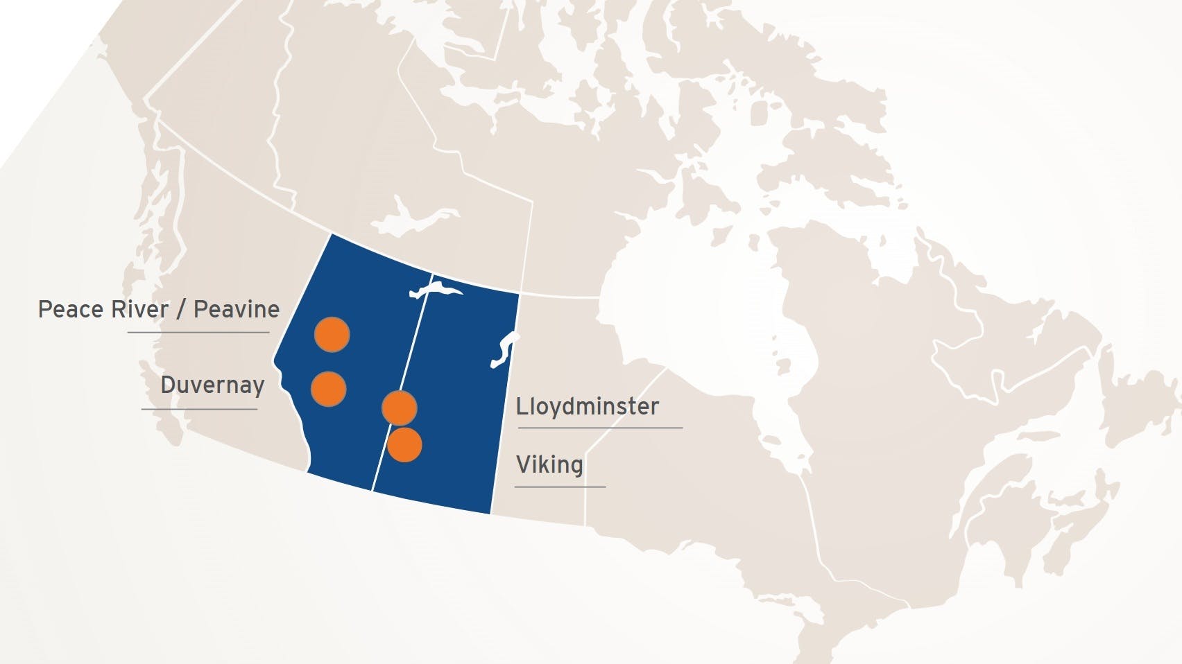 Baytex Energy Canada core oil and gas asset map