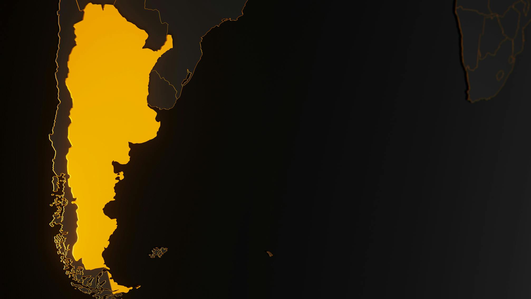 Outline of Argentina map on black background