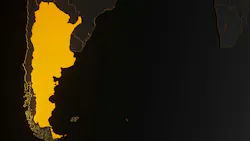 Outline of Argentina map on black background