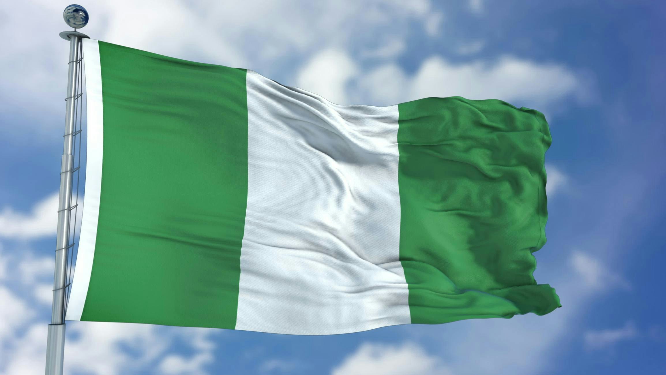 Nigeria flag on blue sky