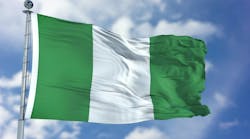 Nigeria flag on blue sky Nigeria flag on blue sky