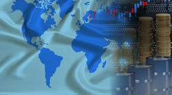 Barrels of oil, metal coins, oil futures trading concept, growth of DBO index on stock exchange, global world trade, falling and rises oil prices Barrels of oil, metal coins, oil futures trading concept, growth of DBO index on stock exchange, global world trade, falling and rises oil prices