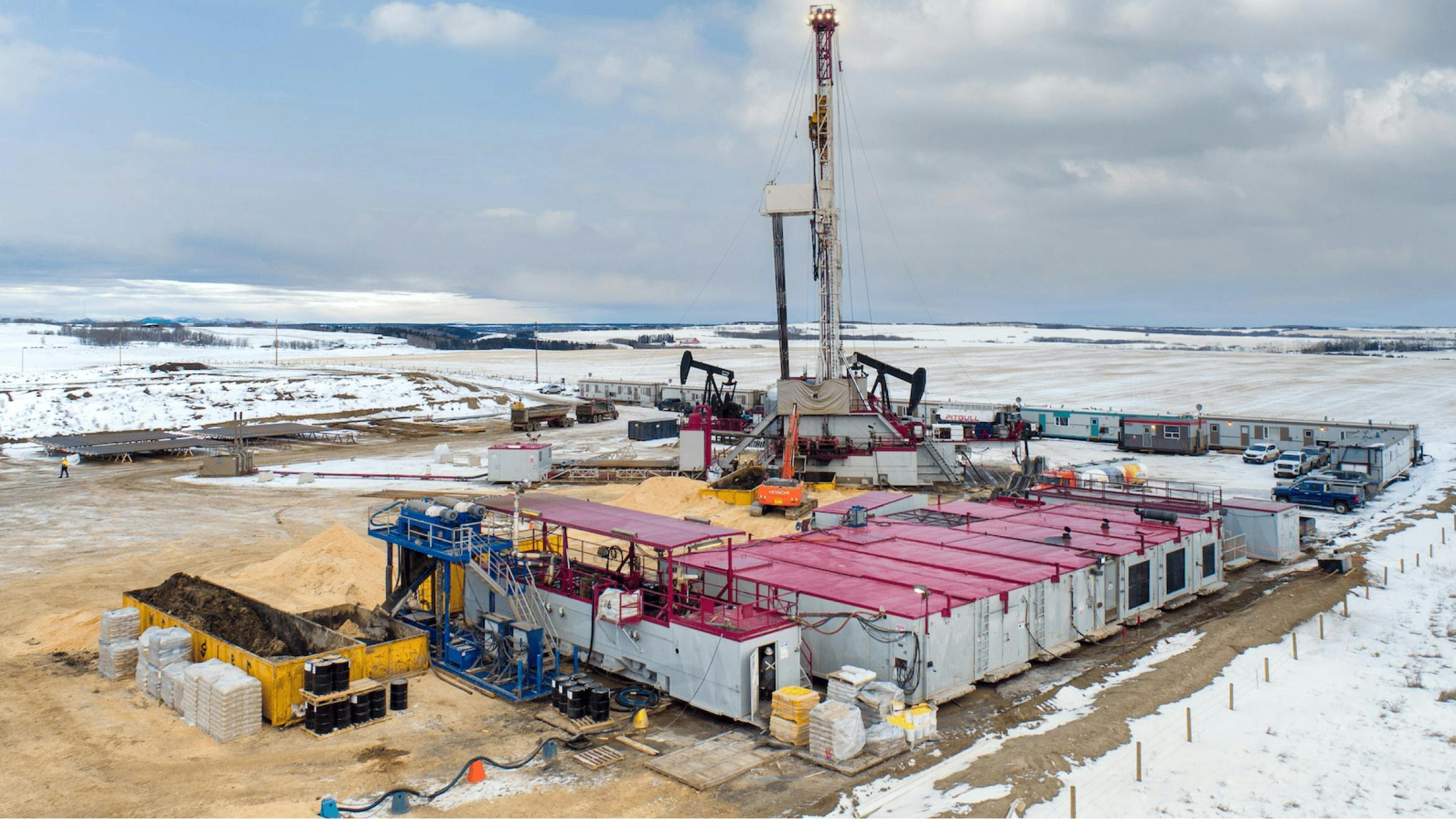 dilling rig in snow in Canada