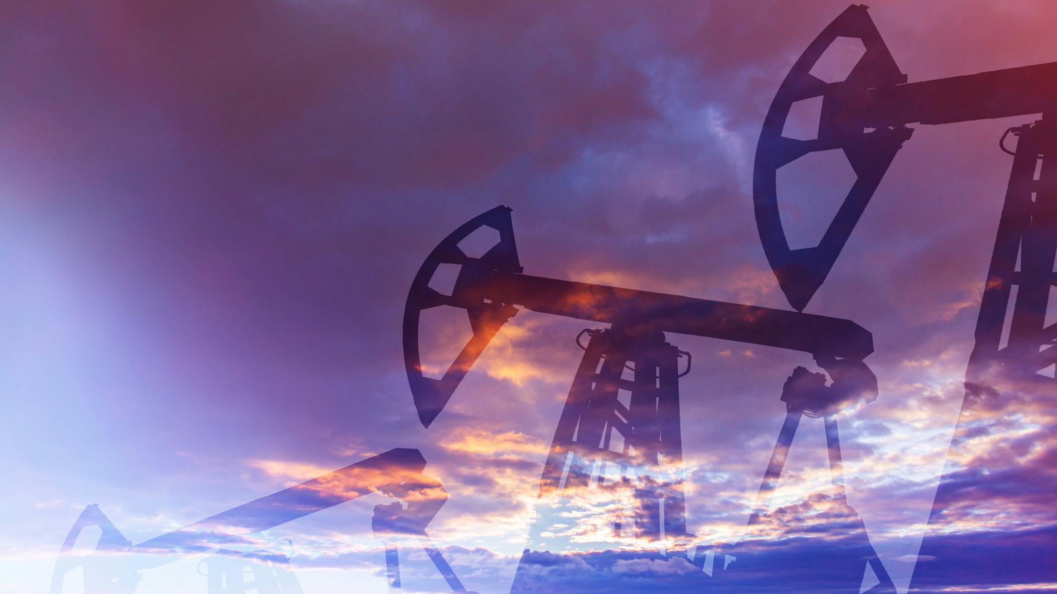 Oil production, sunset backdrop