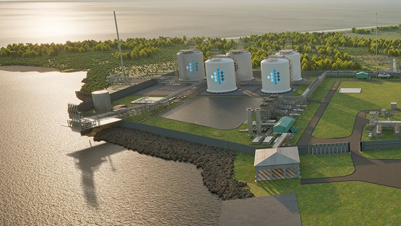 Commonwealth LNG export plant rendering