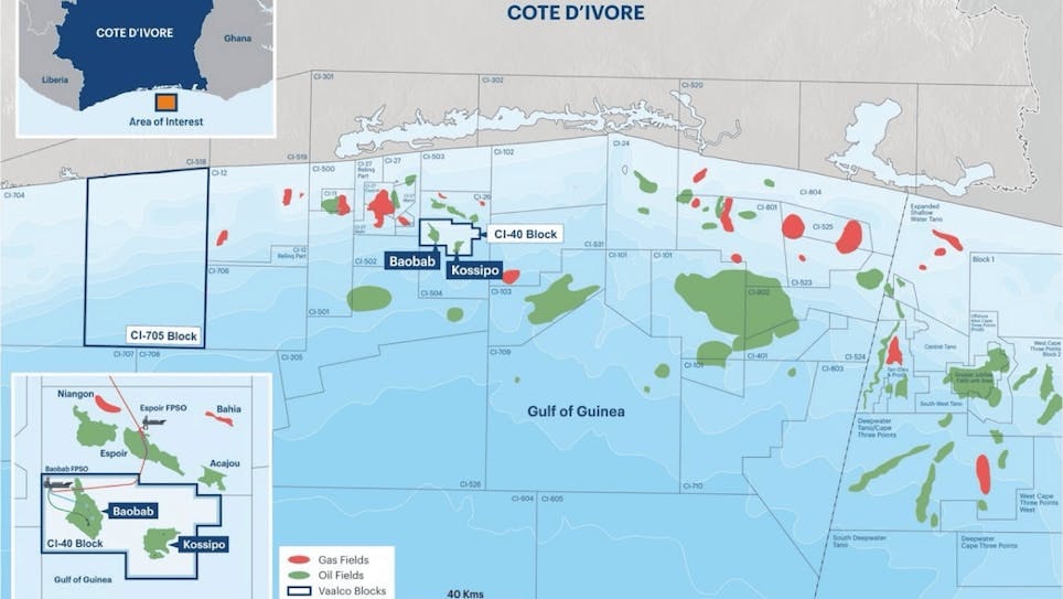 Vaalco Energy Ivory Coast operations map