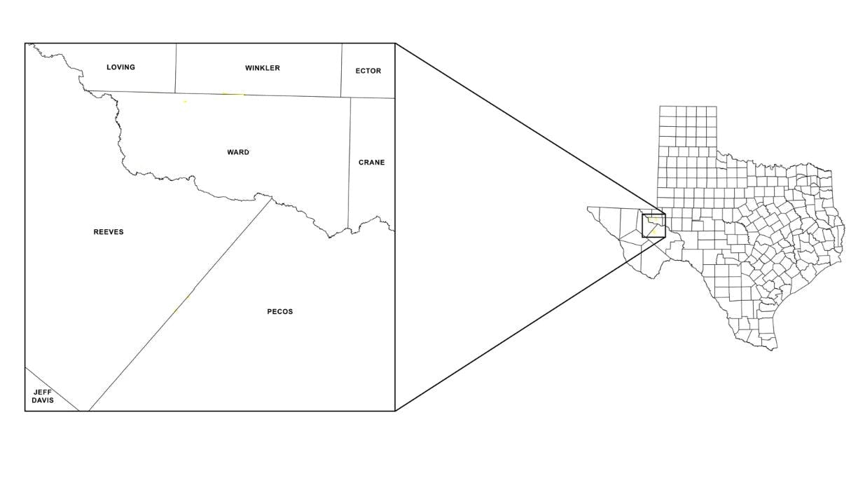 Ward County, Tex., on map