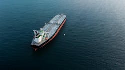 Aerial view crude oil tanker Strait Of Hormuz Aerial view crude oil tanker Strait Of Hormuz