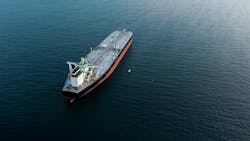 Aerial view crude oil tanker Strait Of Hormuz Aerial view crude oil tanker Strait Of Hormuz