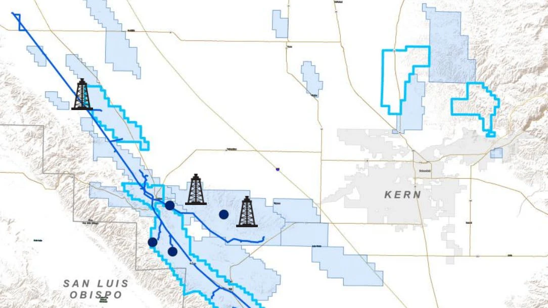 California Resources' Kern County, Calif., map