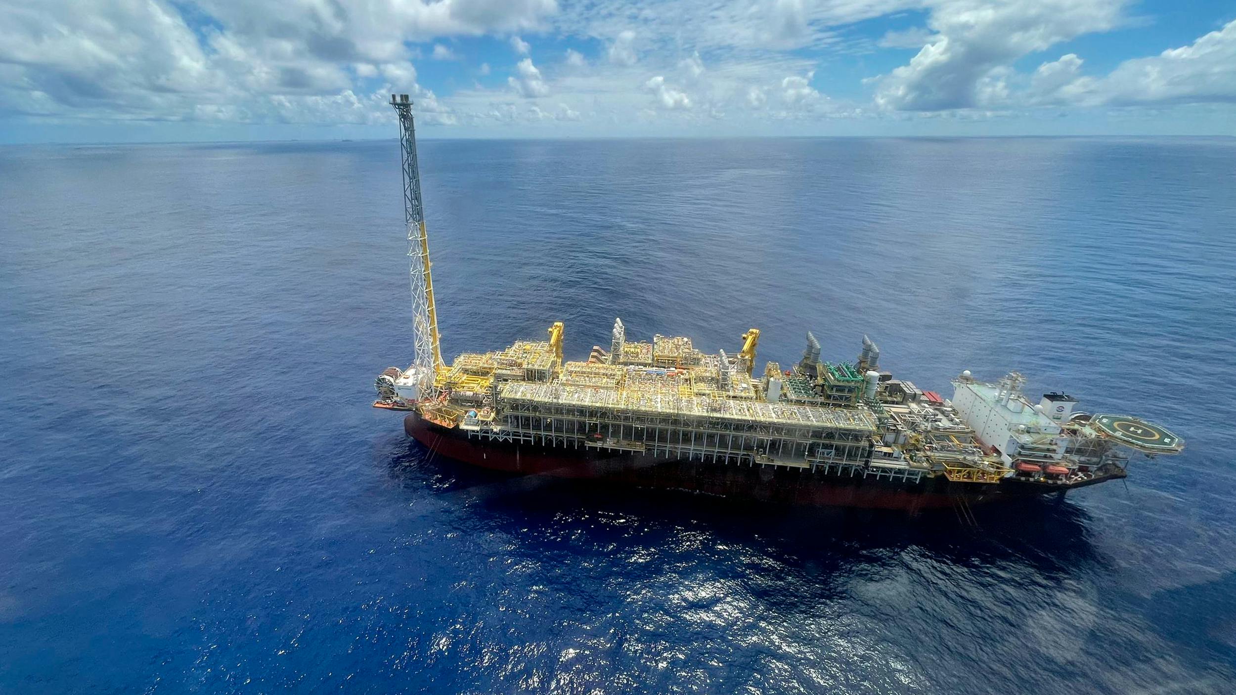 floating oil production vessel in waters offshore Brazil