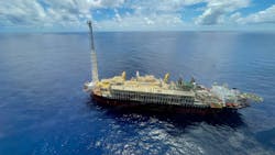 floating oil production vessel in waters offshore Brazil floating oil production vessel in waters offshore Brazil