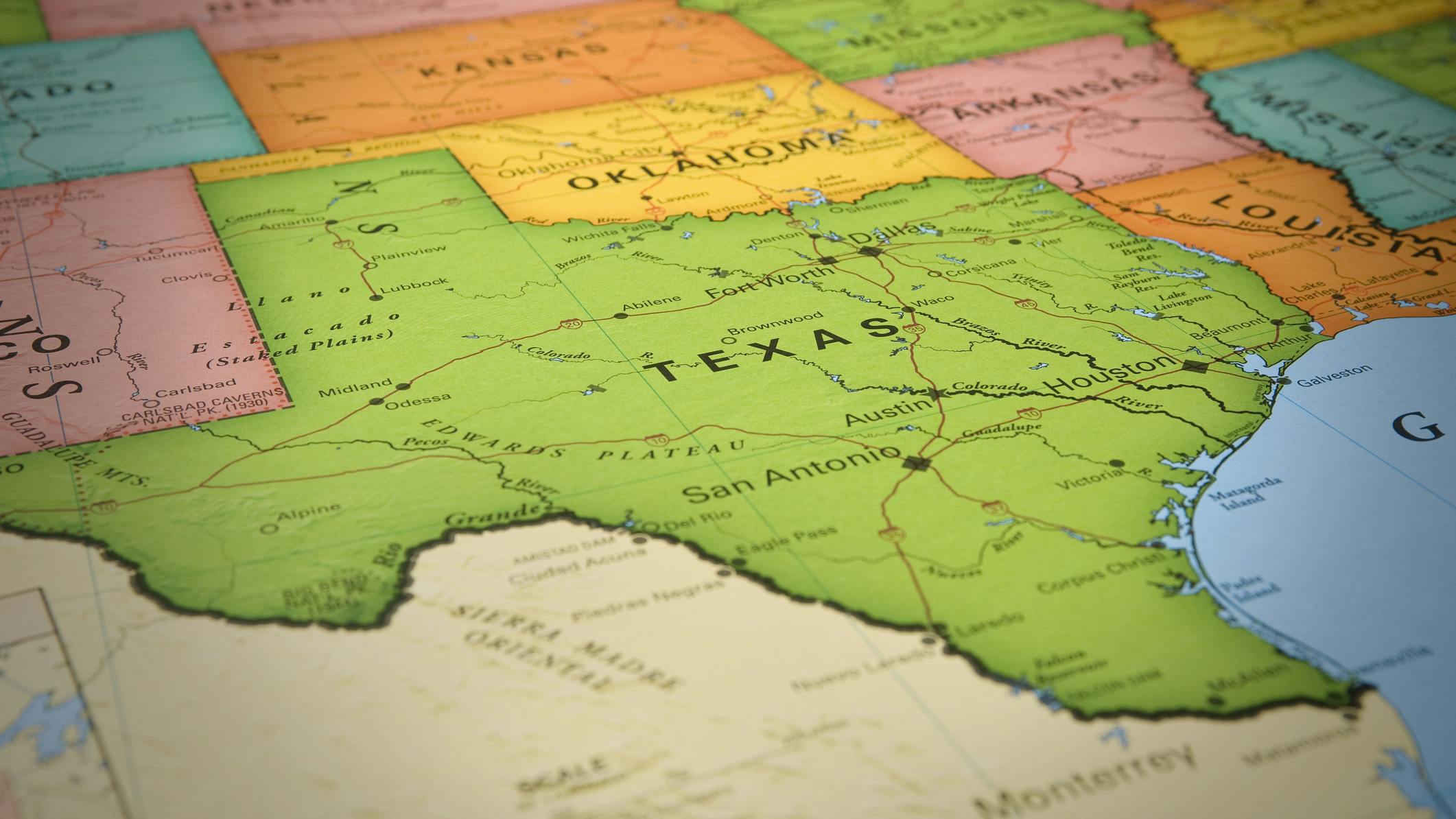 Map with Texas at center