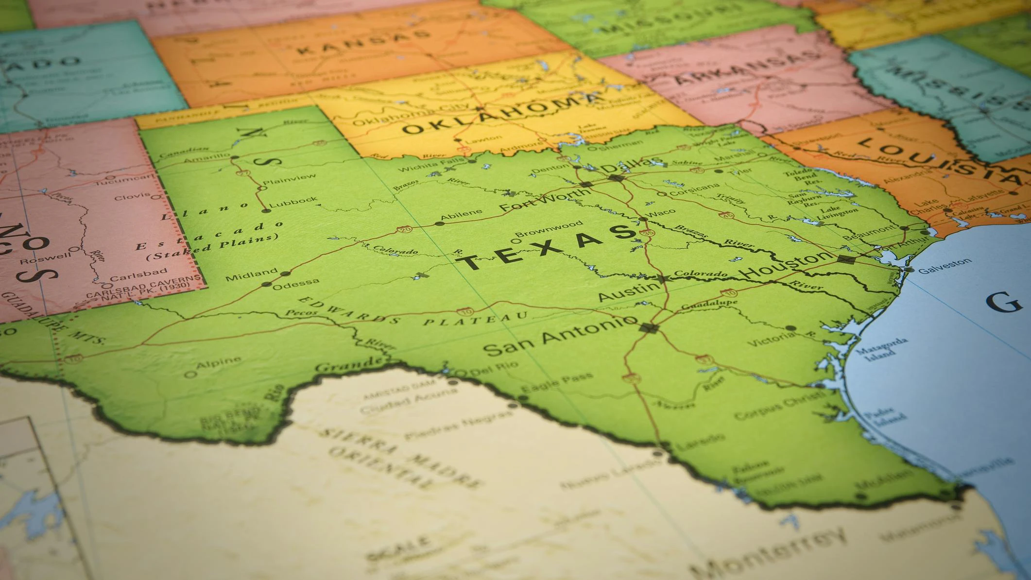 Map with Texas at center