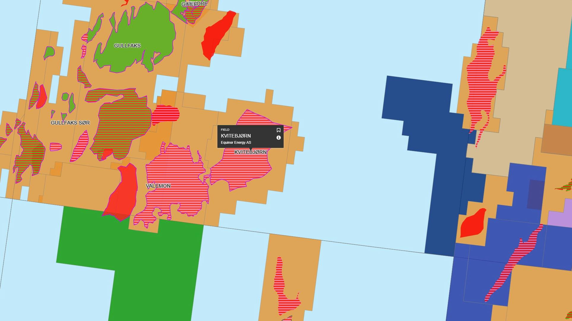 Kvitebj&oslash;rn gas and condensate field map