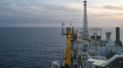 Johan Castberg oil production infrastructure, aerial view, Barents Sea Johan Castberg oil production infrastructure, aerial view, Barents Sea