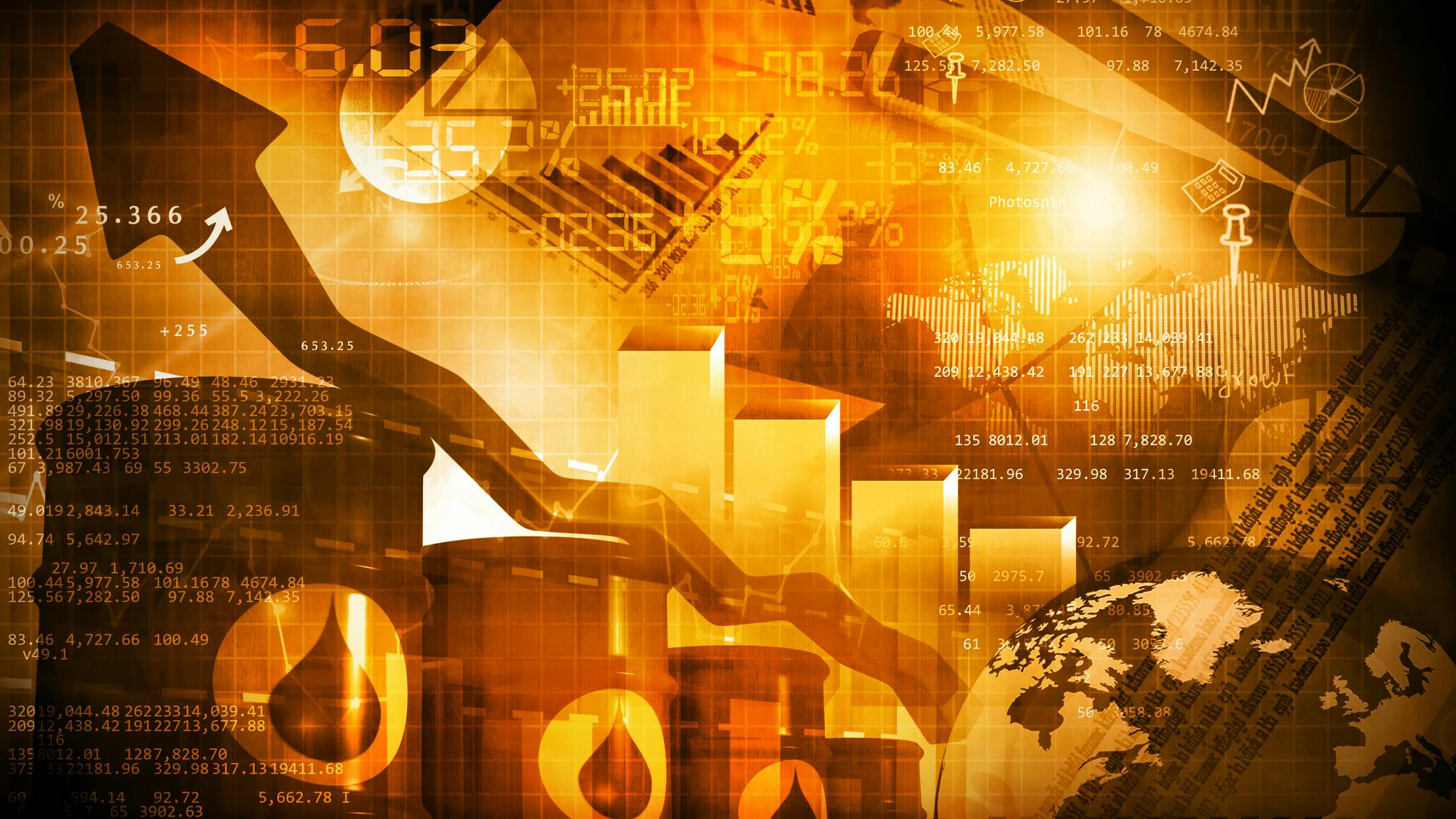 Increasing oil price, growing arrow graph