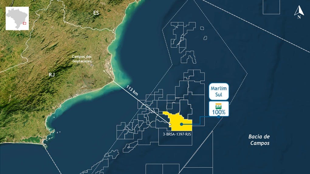 Marlim Sul field location offshore Brazil on map