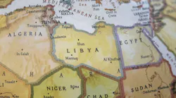 Close up on the country of Libya on a world map
