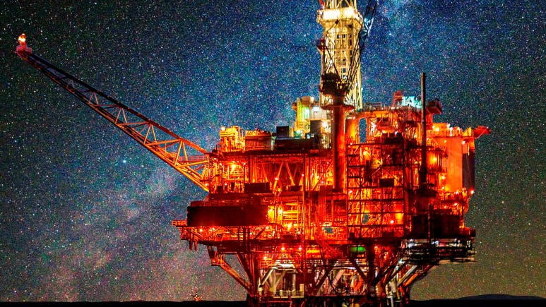Oil and gas platform offshore California