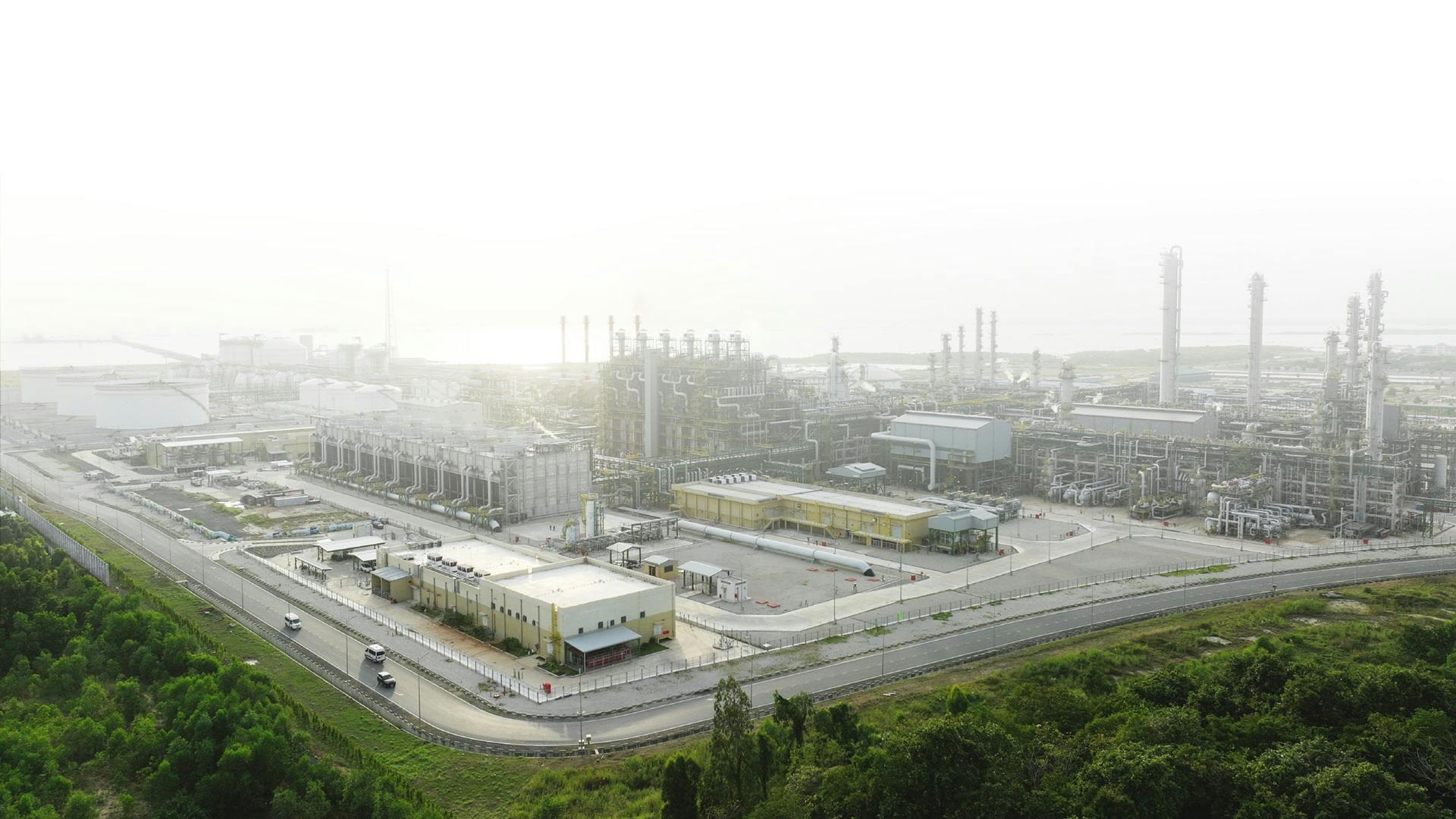 Long Son Petrochemicals' manufacturing complex on Long Son Island