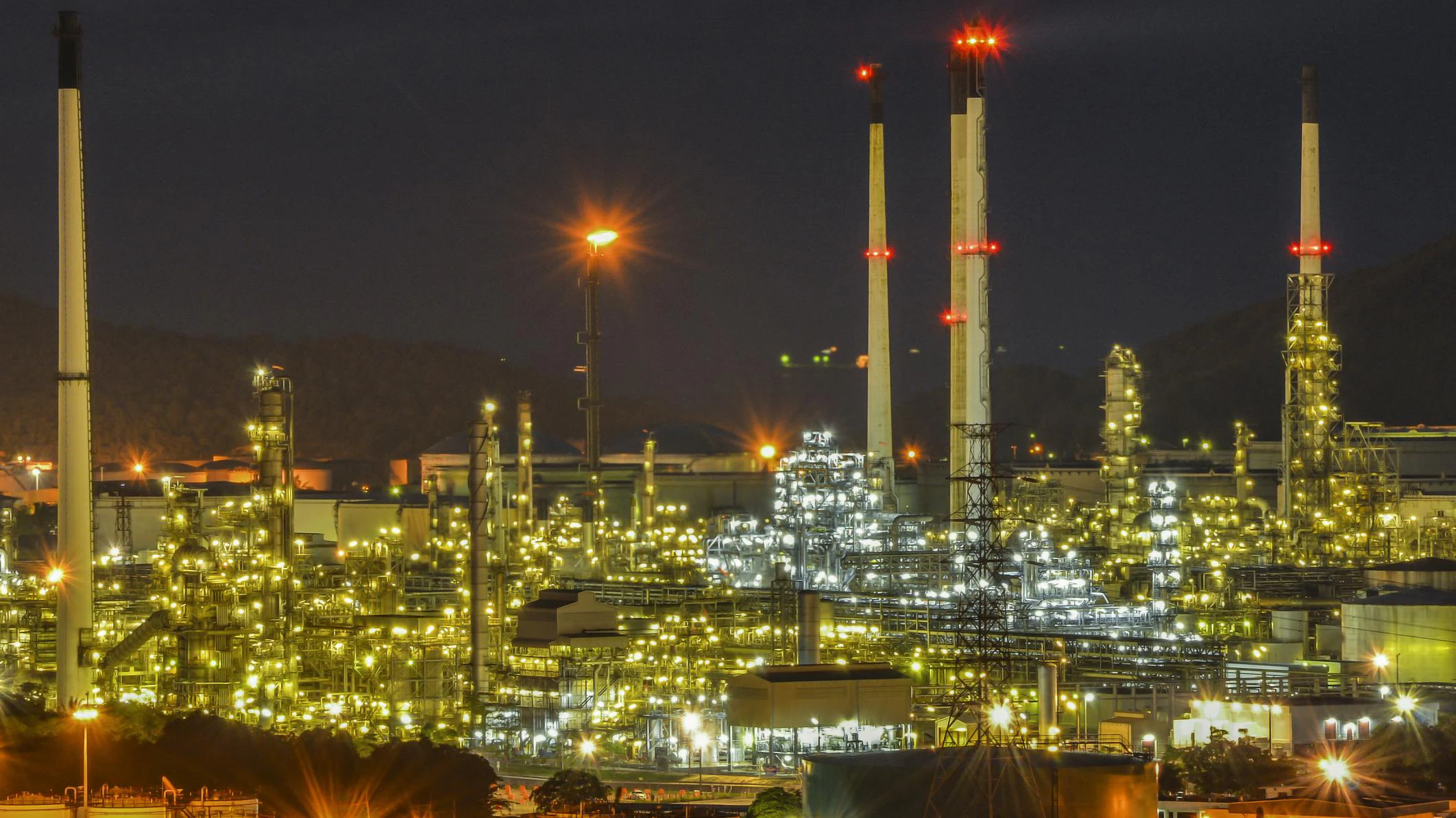 Refining operations at night