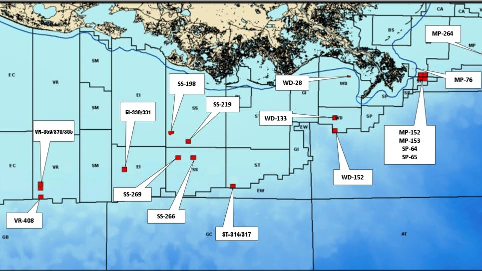 Renaissance Offshore Gulf of Mexico Shelf asset map