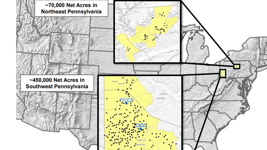 Range Resources oil and gas asset map