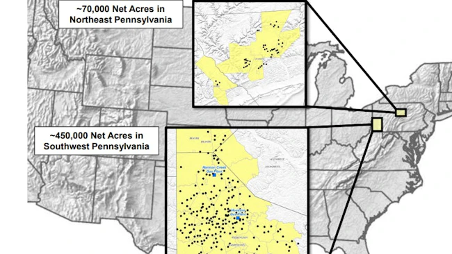 Range Resources oil and gas asset map
