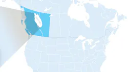 Map showing Montney asset area in Canada Map showing Montney asset area in Canada