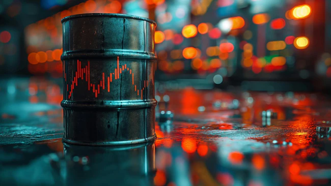 red line graph representing oil price volatility over oil barrel