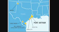 Map of Port Arthur refinery location in Texas Map of Port Arthur refinery location in Texas