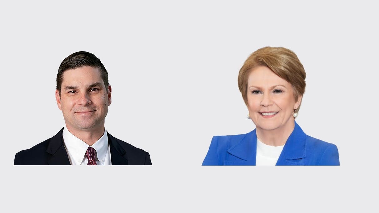 From left: Richard Jackson and Vicki Hollub