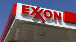 Photo of ExxonMobil logo on retail building Photo of ExxonMobil logo on retail building