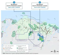 Map showing 88 Energy South Prudhoe leases in Alaska Map showing 88 Energy South Prudhoe leases in Alaska