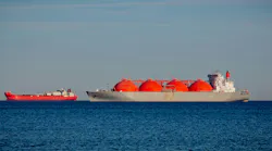 LNG tanker anchored and near port LNG tanker anchored and near port
