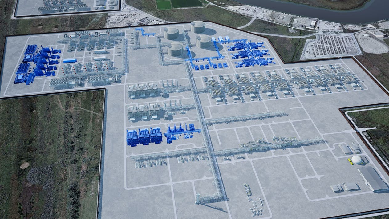 Rendering of CP2 liquefaction plant expansion plans