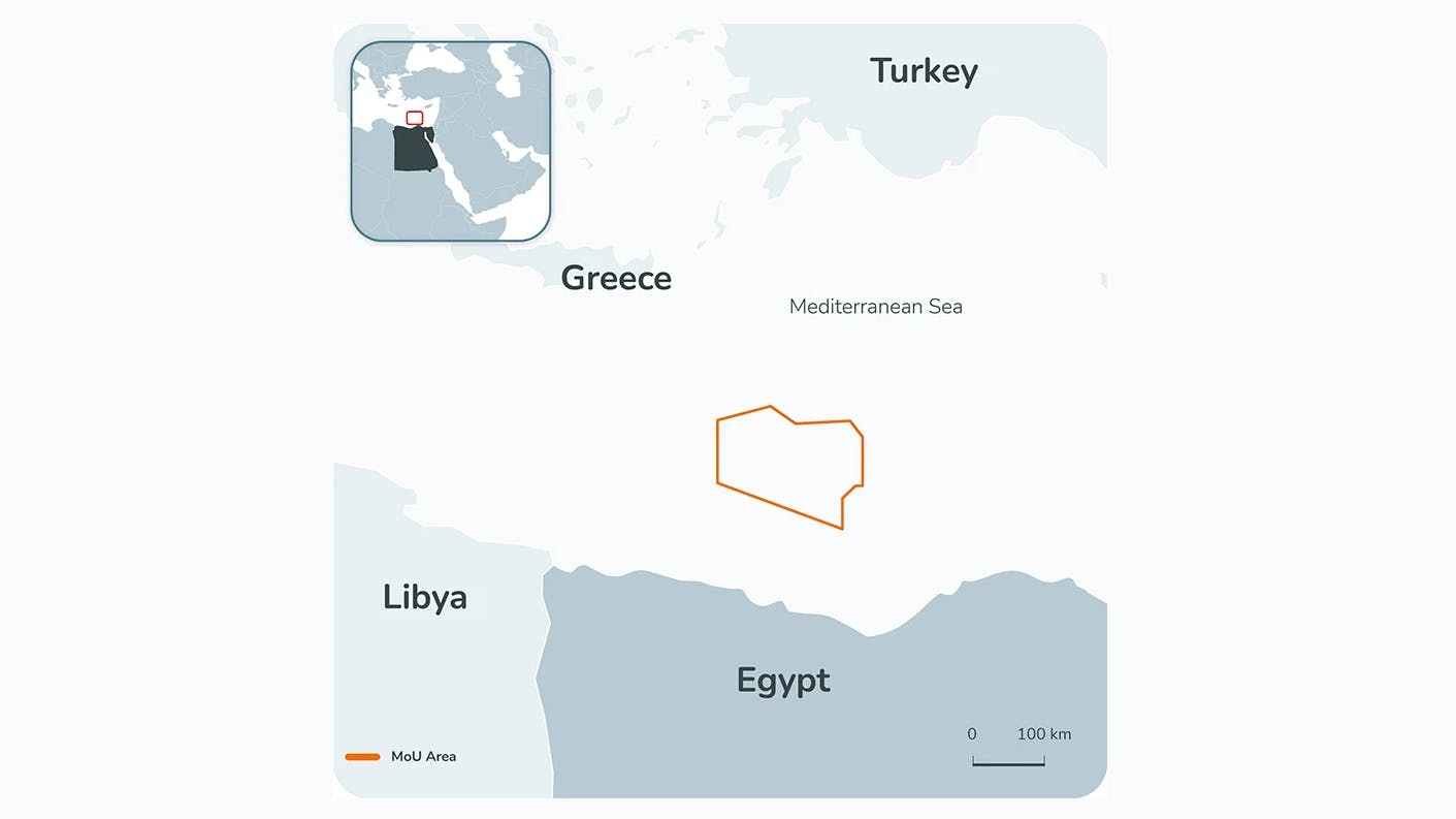 Map of area of cooperation offshore Egypt