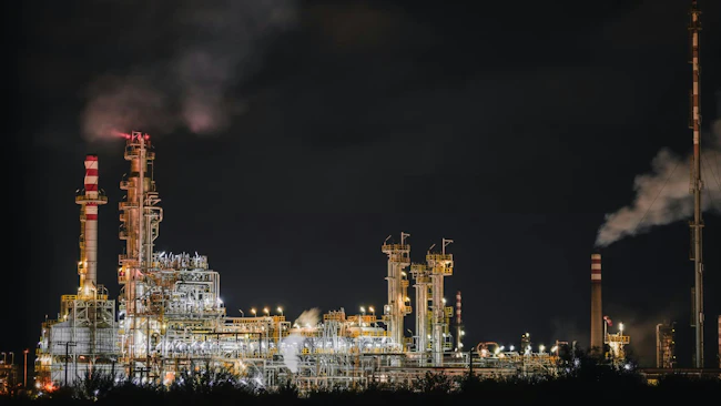 refinery complex at night
