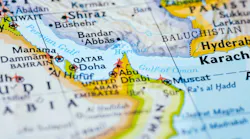Close up map of the Middle East highlighting Iran, Persian Gulf and the Strait of Hormuz Close up map of the Middle East highlighting Iran, Persian Gulf and the Strait of Hormuz