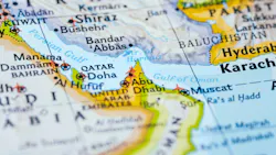 Close up map of the Middle East highlighting Iran, Persian Gulf and the Strait of Hormuz Close up map of the Middle East highlighting Iran, Persian Gulf and the Strait of Hormuz