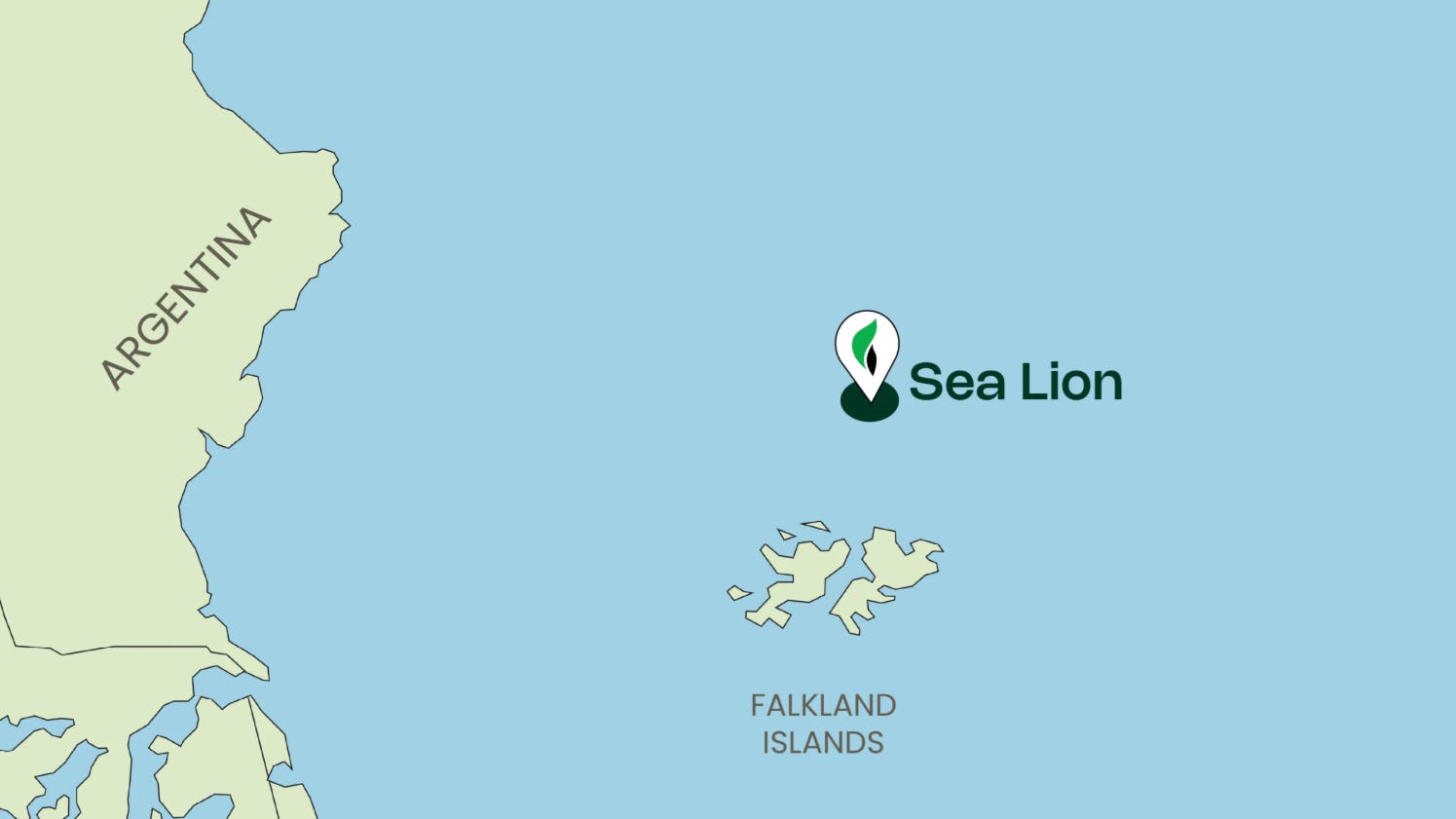 Map showing Sea Lion oil field location north of Falkland Islands