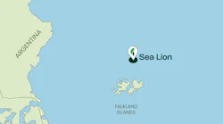 Map showing Sea Lion oil field location north of Falkland Islands Map showing Sea Lion oil field location north of Falkland Islands