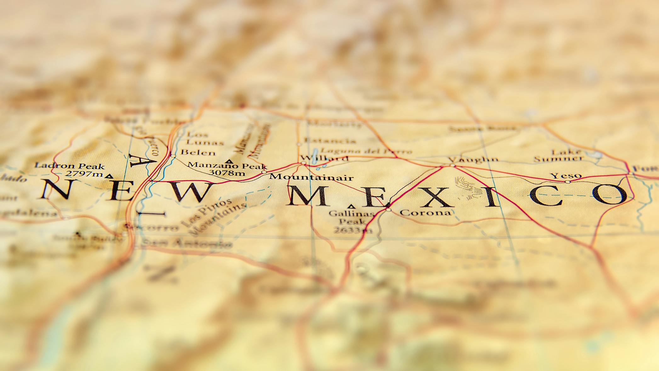 Geographic map of US state of New Mexico