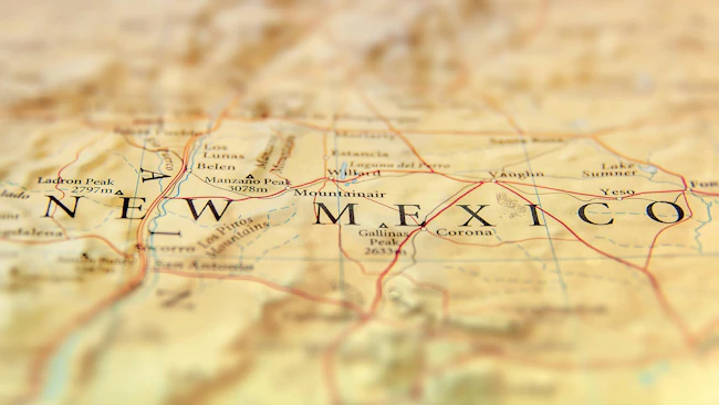 Geographic map of US state of New Mexico