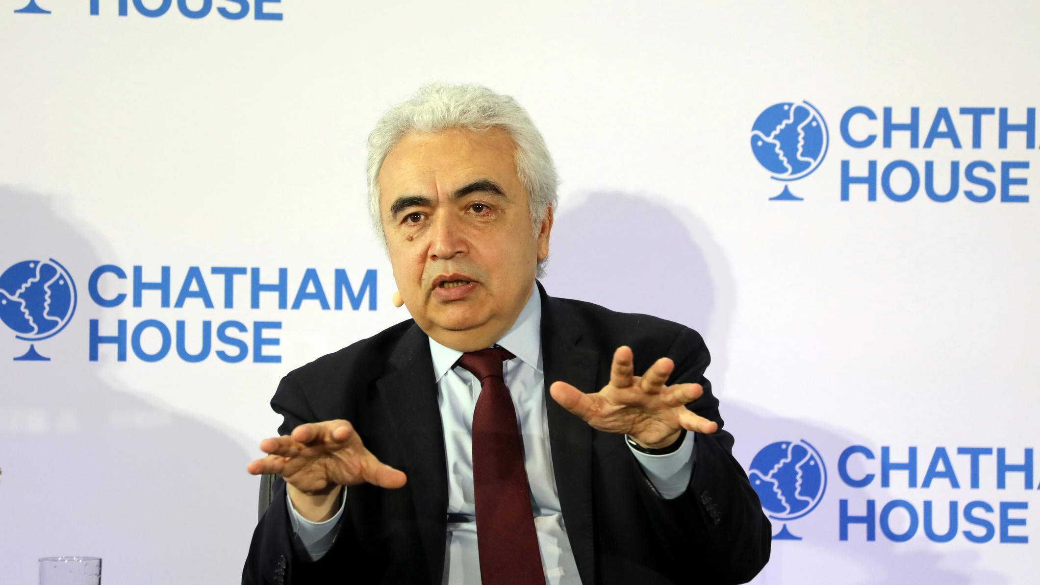 Fatih Birol, Executive Director of the IEA, gesturing while speaking at conference