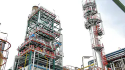 Close-up view of refining and petrochemicals infrastructure Close-up view of refining and petrochemicals infrastructure