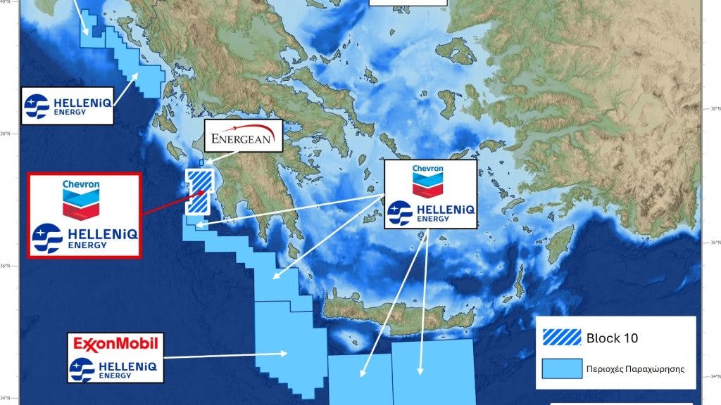 Map of oil and gas concessions offshore Greece